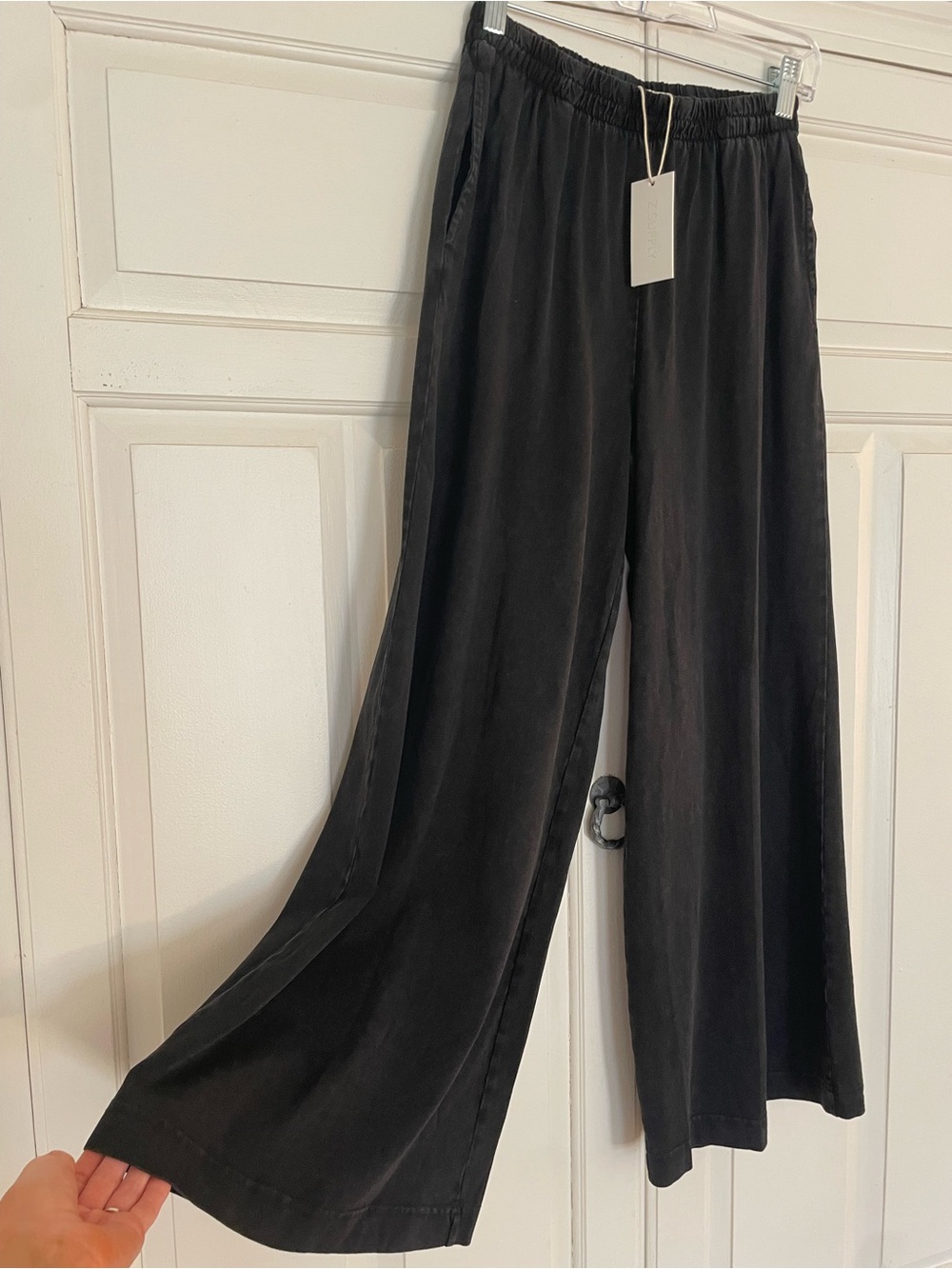 NEW, Z Supply Scout Jersey Flare Wide-Leg Ankle Crop Pant Black, SIZE XS